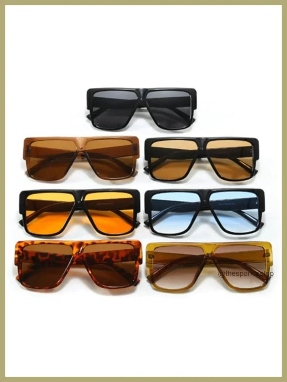 Oversized Square Flat Top Sunglasses Shield Retro Unisex UV Protection